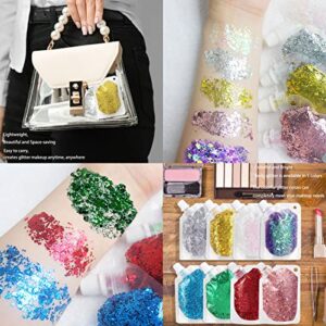 Body Glitter Gel, 50ml Mermaid Sequins Chunky Glitter, Holographic Liquid Nail Glitter Eyeshadow Easy to Apply&Remove, Christmas Party Rave Accessories Eye Face Glitter Makeup Long Lasting Sparkling