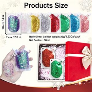 Body Glitter Gel, 50ml Mermaid Sequins Chunky Glitter, Holographic Liquid Nail Glitter Eyeshadow Easy to Apply&Remove, Christmas Party Rave Accessories Eye Face Glitter Makeup Long Lasting Sparkling