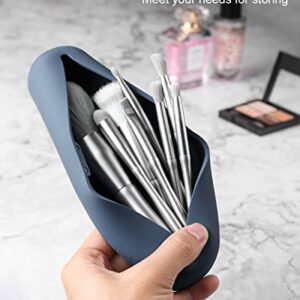 FERYES Large Travel Makeup Brush Holder, Magnetic Anti-fall Out Silicon Portable Cosmetic Face Brushes Holder, Soft and Sleek Makeup Tools Organizer for Travel- (8.27 * 2.36 * 1.57)