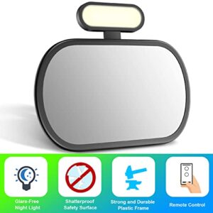 JoyDow Baby Car Mirror with Night Light, Safety Rear Facing Car Seat Mirror for Infant Newborn, Wide Crystal Clear View 360° Adjustable, Crash Tested & 100% Shatterproof