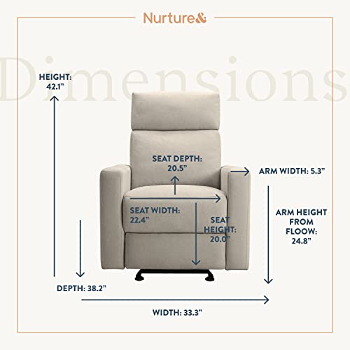 Nurture& The Manual Glider Premium Modern Recliner Nursery Glider Chair with Spill, Stain Proof Fabric | Designed with a Thoughtful Combination of Function and Comfort | Water Repellant (Ivory)