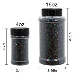 TORC 4 OZ Black Holographic Glitter 4 Ounce Mix Chunky Glitter Bulk for Resin Craft Cosmetic Art Festival Decoration