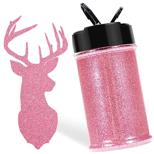 HTVRONT Pink Fine Glitter for Crafts - 50g/1.76oz Ultra Glitter for Resin, 1/128''Portable Extra Fine Glitter Powder for Nails, Tumblers, Ornaments, Makeup, Body Resin Glitter Bulk, Pink Glitter