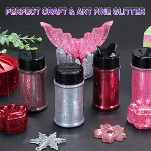 HTVRONT Pink Fine Glitter for Crafts - 50g/1.76oz Ultra Glitter for Resin, 1/128''Portable Extra Fine Glitter Powder for Nails, Tumblers, Ornaments, Makeup, Body Resin Glitter Bulk, Pink Glitter