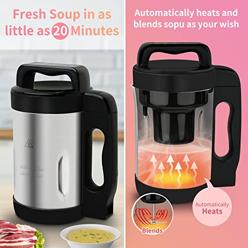 Potlimepan Soup Maker Machine 2 L, 8 in 1 Multi-Funcation Soup and Smoothie Maker with Led Control Panel, Stainless Steel Hot Soup Maker Electric, Makes 3-6 Servings Smart Living for Home Commercial Use Black