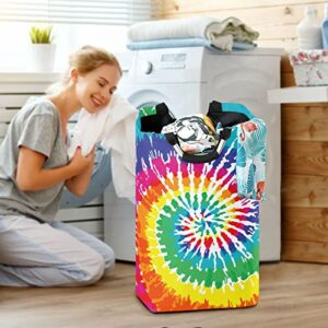 Kigai Tie Dye Laundry Basket Collapsible Large Clothes Hamper Nursery Storage Bin with Handle for Bedroom, Bathroom, Dorm, Kids Room