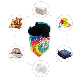 Kigai Tie Dye Laundry Basket Collapsible Large Clothes Hamper Nursery Storage Bin with Handle for Bedroom, Bathroom, Dorm, Kids Room