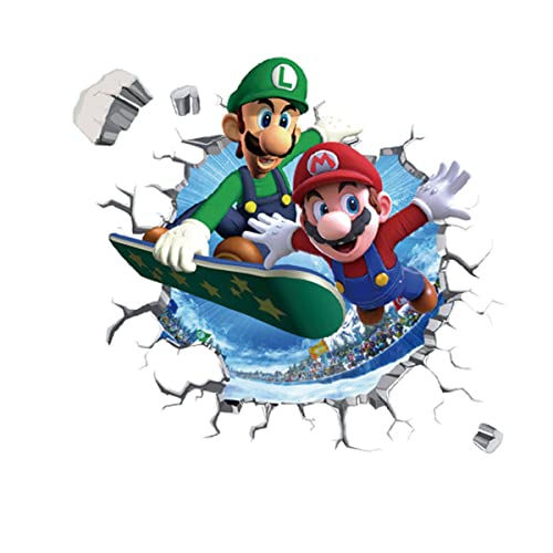 SKTFFR Mario Brothers Wall Decals Children Cartoon Bedroom Background Wall Decoration PVC Wall Decor for Boys Room Living Room (Size 23.7 x 17.7 inch)