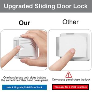 Sliding Door Lock, 2 Pack Sliding Glass Door Lock for Kids Safety, Child Safety Locks for Sliding Glass Doors | Sliding Window | Sliding Closet | Slide Patio Door Locks,No Drilling Tools Needed - Grey