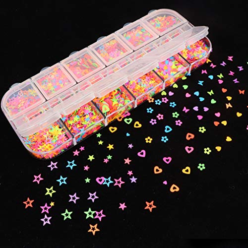 Diarypiece Fluorescent Sequins Flakes Resin Epoxy Mold, for Jewelry Filling Glow in the Dark Holographics Glitter