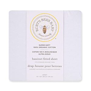 burt's bees baby bassinet sheet, fitted unisex 100% organic jersey cotton bassinet sheet for standard bassinet mattress