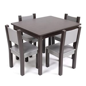 humble crew, espresso/grey modern toddler table & 4 chair set