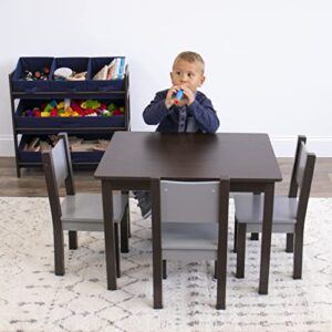 Humble Crew, Espresso/Grey Modern Toddler Table & 4 Chair Set