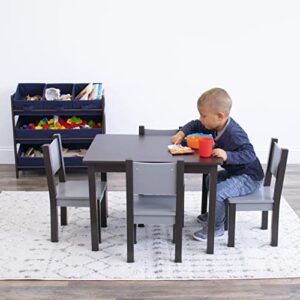 Humble Crew, Espresso/Grey Modern Toddler Table & 4 Chair Set