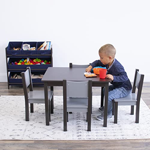 Humble Crew, Espresso/Grey Modern Toddler Table & 4 Chair Set
