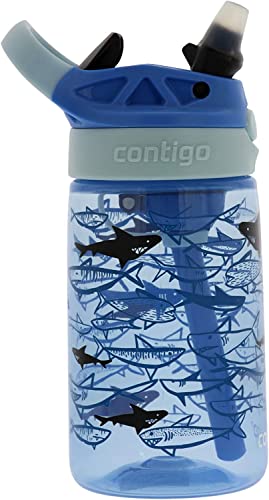 Contigo Kids Water Bottle with Straw - 2 Pack, 14 oz, Autospout Technology – Spill Proof, Easy-Clean Lid Design Ages 3 Plus, Dishwasher Safe Cosmos & Gummy Sharks