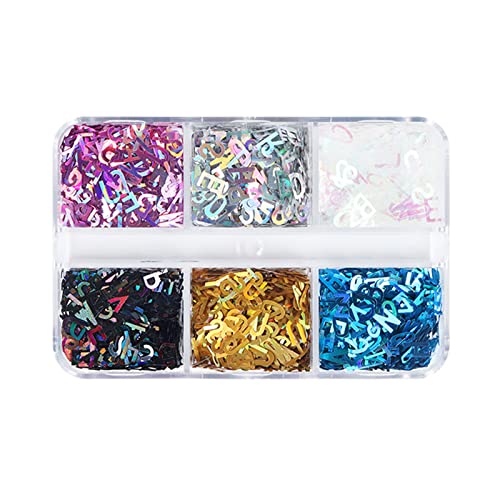 Diarypiece English Letters Glitter Sequins Flakes, Resin UV Epoxy Mold Fillings, for Nail Art Crafts Jewelry Making