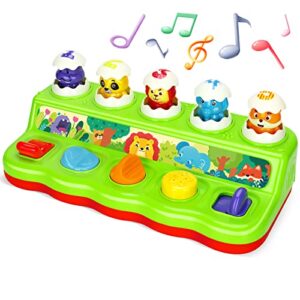 yeebay pop up animals toy with music & sound, early developmental toy for 12-18 months baby, infants & toddlers,1 year old girls & boys