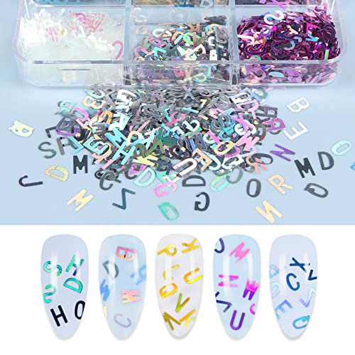 Diarypiece English Letters Glitter Sequins Flakes, Resin UV Epoxy Mold Fillings, for Nail Art Crafts Jewelry Making