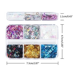 Diarypiece English Letters Glitter Sequins Flakes, Resin UV Epoxy Mold Fillings, for Nail Art Crafts Jewelry Making