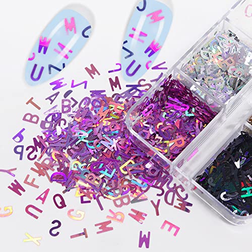 Diarypiece English Letters Glitter Sequins Flakes, Resin UV Epoxy Mold Fillings, for Nail Art Crafts Jewelry Making