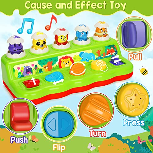 YEEBAY Pop Up Animals Toy with Music & Sound, Early Developmental Toy for 12-18 Months Baby, Infants & Toddlers,1 Year Old Girls & Boys