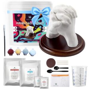 hand casting kit for couples or family | paint & mounting plaque included | diy plaster hand mold keepsake sculpture kit gifts for her, kids, weddings, anniversary