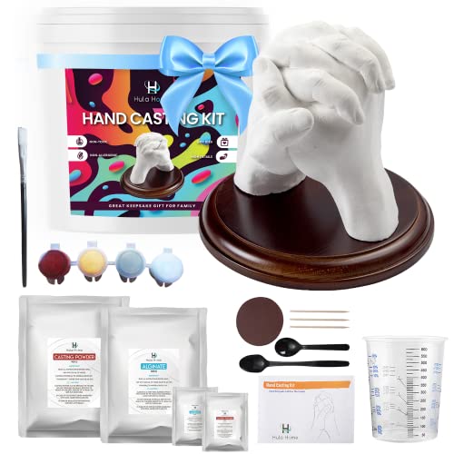 Hand Casting Kit for Couples or Family | Paint & Mounting Plaque Included | DIY Plaster Hand Mold Keepsake Sculpture Kit Gifts for Her, Kids, Weddings, Anniversary