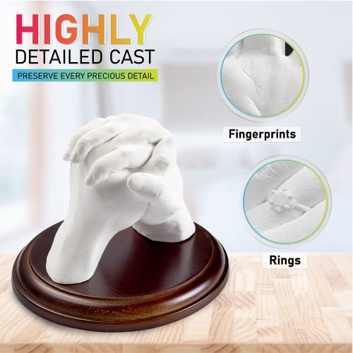 Hand Casting Kit for Couples or Family | Paint & Mounting Plaque Included | DIY Plaster Hand Mold Keepsake Sculpture Kit Gifts for Her, Kids, Weddings, Anniversary