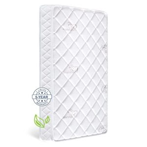 premium foam dual-sided crib & toddler mattress,100% knitted fabric,premium fleece-hypoallergenic,5"firm soft crib mattress, non-toxic toddler bed mattress fits standard full-size cribs & toddler beds
