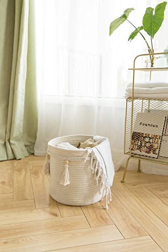 Mkono Macrame Decorative Cotton Rope Basket Boho Decor for Bedroom, Dorm, Living Room, Bathroom, Set of 4