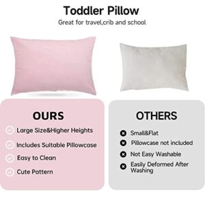 Toddler Pillow with Pillowcase - 13x18 Organic Cotton Baby Pillows for Sleeping - Soft Little Travel Pillows for Boys & Girls, Kids Bedding Set, Perfect for Cot Crib, Daycare, Car Trips