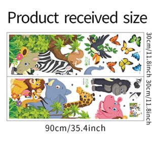 Safari Nursery Decor, Jungle Theme Wall Stickers for Baby Room Giraffe Lion Zebra Elephant Vinyl Wall Stickers for Kids Bedroom Daycare Classroom Playroom and Kids Room Wall Decor (B)