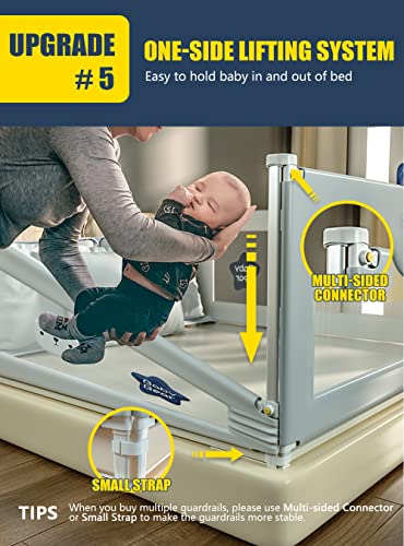 ORAIL Bed Rails for Toddlers - 60" 70" 80" Extra Long Baby Bed Rail Guard (3 Sides: Perfect for King Bed, Include 3 Sides)