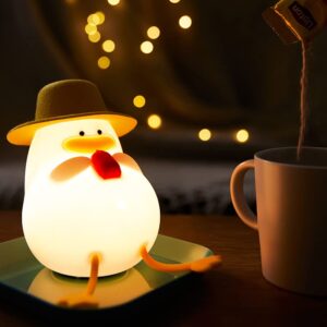 nice point fun night light for kids, cute squishy duck bedside lamp, kawaii animals silicon light up for boys and girls, led decor nightlight for toddler bedroom and kid room.