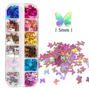 Diarypiece 12 Grids/Box 5mm Manicure Paillettes Holographics Glitter Flakes, for 3D Shiny Epoxy Resin Mold Filling