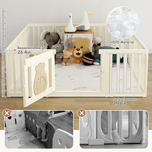 BanaSuper Baby Playpen Large 14-Panel Playard with Play Mat Safe Indoor Baby Fence for Toddlers Sturdy Kids Activity Center with Gate 78.7" x 70.9" x 26.4" 38.7 sq.ft