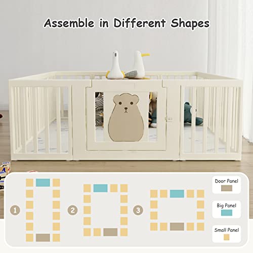 BanaSuper Baby Playpen Large 14-Panel Playard with Play Mat Safe Indoor Baby Fence for Toddlers Sturdy Kids Activity Center with Gate 78.7" x 70.9" x 26.4" 38.7 sq.ft