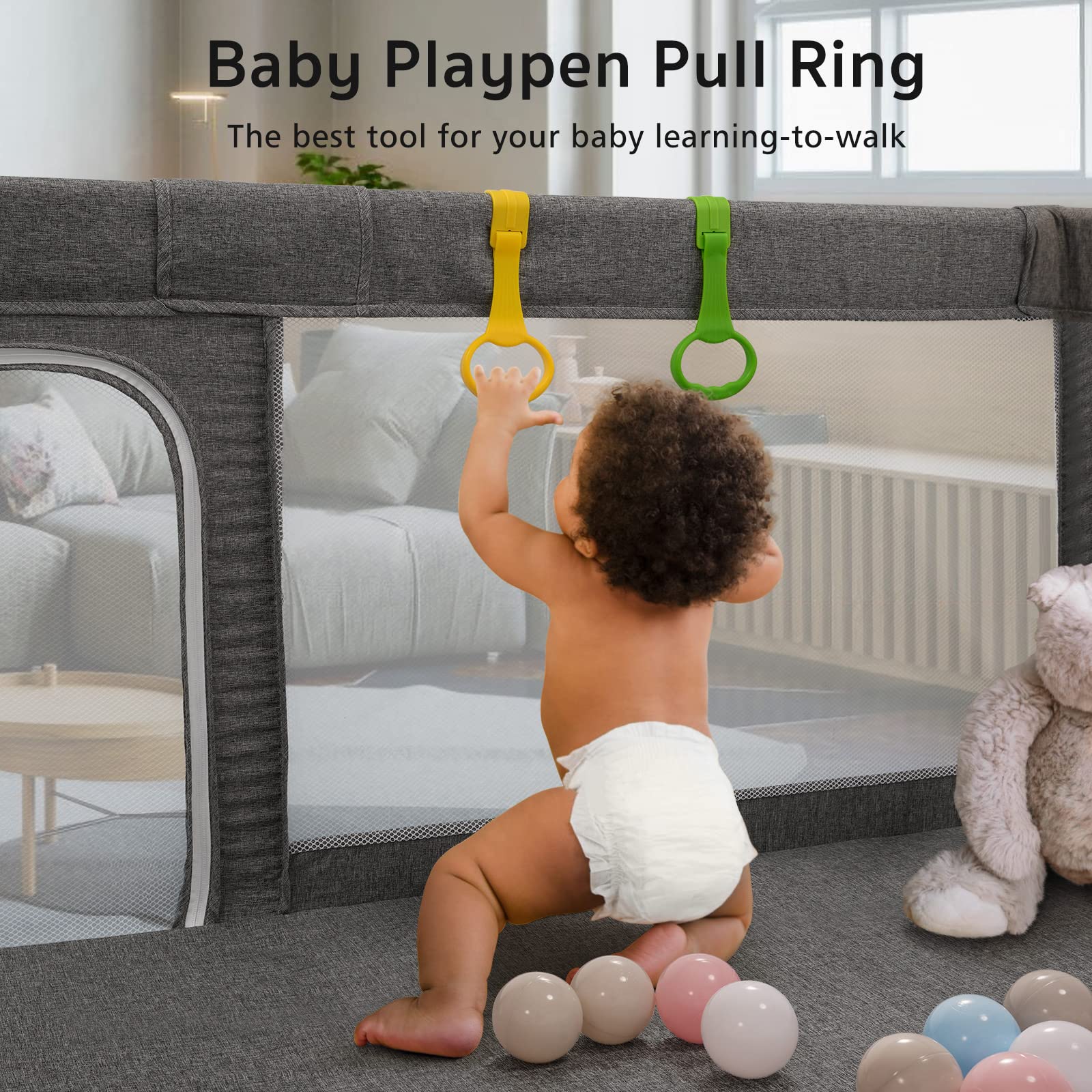 UANLAUO Baby Playpen, Sturdy Playpen for Babies and Toddlers, Safety Baby Play Yards, Easy Assembly Large Baby Playpen for Babies, Anti-Collision BPA-Free Breathable Mesh Play Pen, 59in X 59in (Gray)