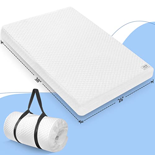 Pro Goleem Pack and Play Mattress (38’’x26’’x3.15’’), Waterproof Fitted Pack n Play Mattress Pad, Soft Playard Mattress Memory Foam Playpen Mattress Mini Crib Mattress for Babies and Toddlers