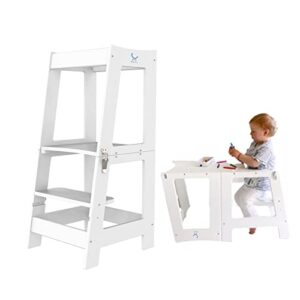 xihatoy learning tower for kids kitchen helper step stool for toddlers child kitchen stool helper folded step-up standing tower (white)