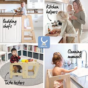 XIHAToy Learning Tower for Kids Kitchen Helper Step Stool for Toddlers Child Kitchen Stool Helper Folded Step-Up Standing Tower (White)