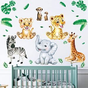 DECOWALL DSL-8067 Baby Jungle Animals Wall Stickers Decals Kids Nursery décor Baby Safari Boys Room Art Wallpaper Girl Decorations Elephant Lion Playroom Giraffe Bedroom