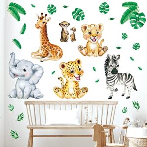 DECOWALL DSL-8067 Baby Jungle Animals Wall Stickers Decals Kids Nursery décor Baby Safari Boys Room Art Wallpaper Girl Decorations Elephant Lion Playroom Giraffe Bedroom