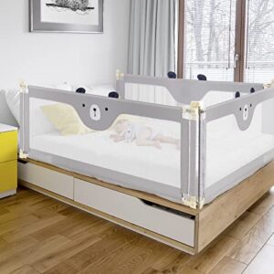 HONEY JOY Bed Rail for Toddlers, 77-in Extra Long, Portable Safety Bed Guardrail w/Double Safety Child Lock, Foldable Baby Bed Rail Guard, Fit King & Queen Full Twin Size Bed Mattress (77 INCH, Gray)