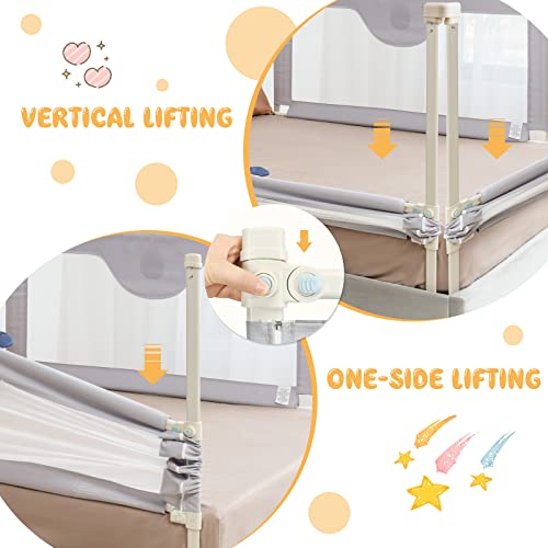 HONEY JOY Bed Rail for Toddlers, 77-in Extra Long, Portable Safety Bed Guardrail w/Double Safety Child Lock, Foldable Baby Bed Rail Guard, Fit King & Queen Full Twin Size Bed Mattress (77 INCH, Gray)