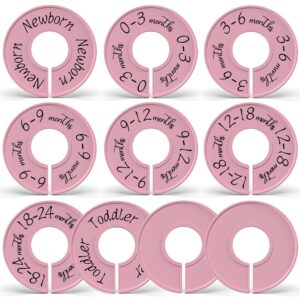 dabancy baby closet dividers - set of 10 from newborn to toddler and 2 blanks with colored box,baby size divider fits 1.65" rod- [white unisex]