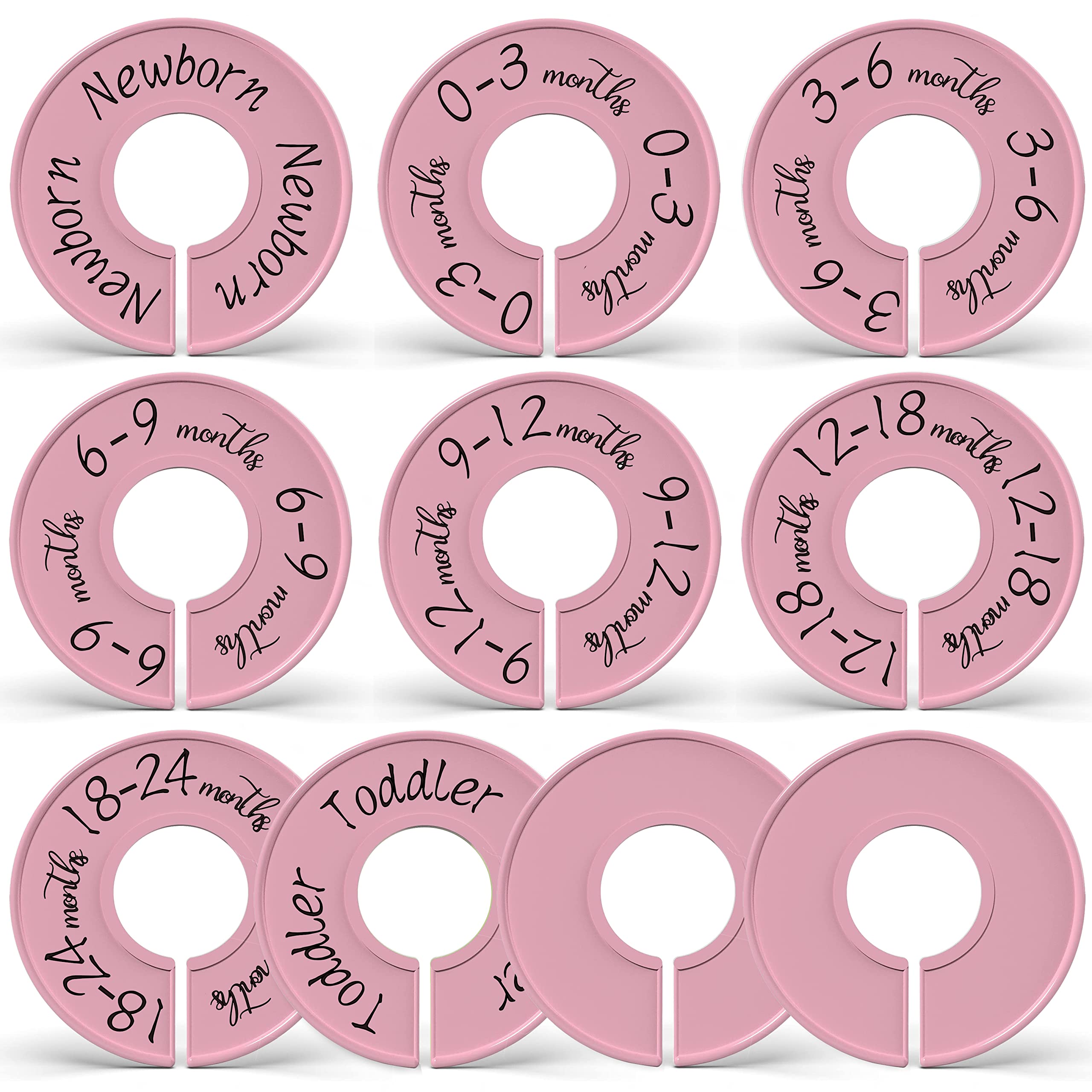 Dabancy Baby Closet Dividers - Set of 10 from Newborn to Toddler and 2 Blanks with Colored Box,Baby Size Divider Fits 1.65" Rod- [White Unisex]