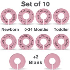 Dabancy Baby Closet Dividers - Set of 10 from Newborn to Toddler and 2 Blanks with Colored Box,Baby Size Divider Fits 1.65" Rod- [White Unisex]