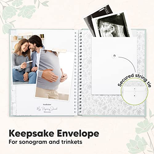 Pregnancy Journal, Pregnancy Announcements - 80 Pages Hard Cover Pregnancy Book For Mom To Be Gift - Pregnancy Gifts For New Moms - First Time Expecting Mom Gift - Baby Album And Memory Book (Sage)